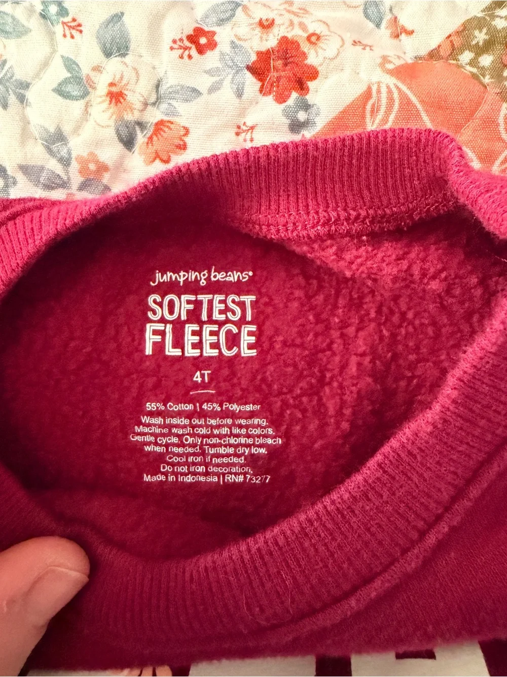 Toddler - Jumping Beans Happy Vibes Fleece Sweatshirt 4T Pink Floral